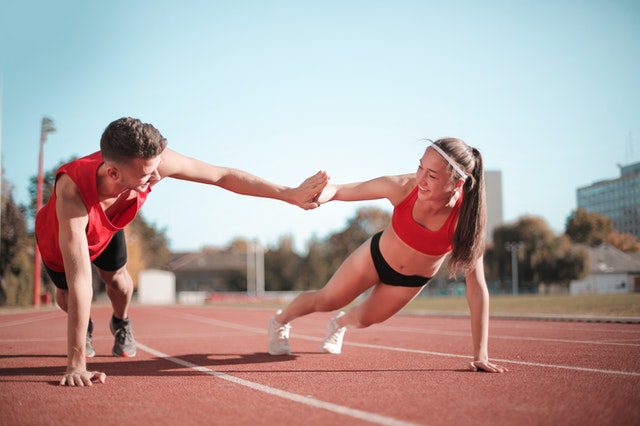 couple doing push up